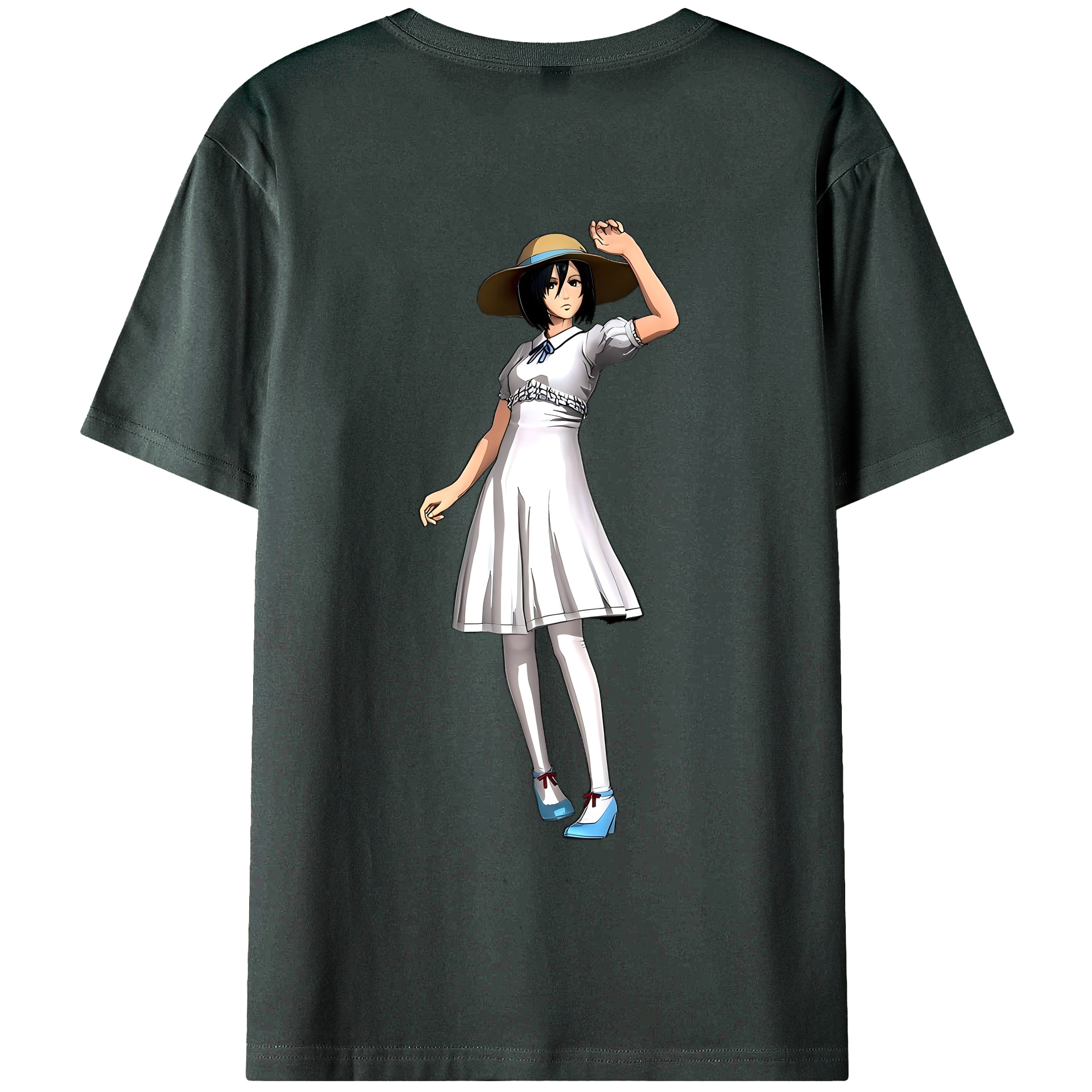 （画像用） 進撃の巨人 ミカサ·アッカーマン Attack on Titan Mikasa Ackerman 綿100％ メンズ半袖Tシャツ（バックプリント） 通気性